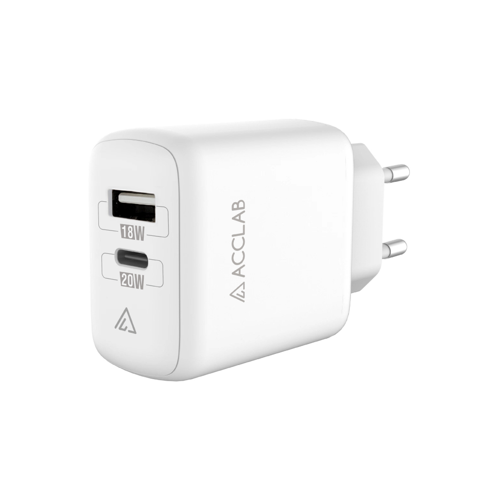 Зарядний пристрій ACCLAB AL-TC220 (1xUSB, 1xType-C) (1283126556494) - зображення 1