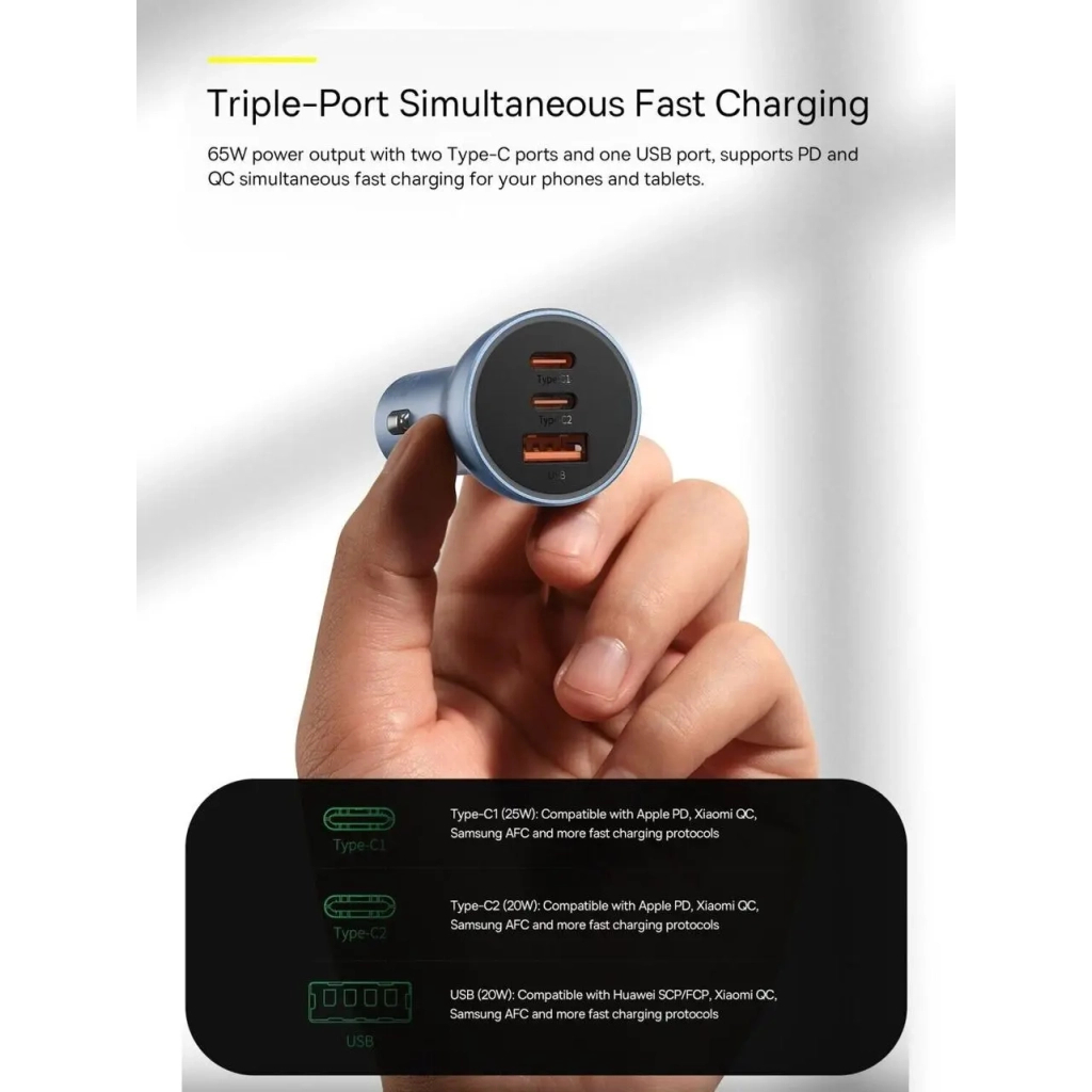 Зарядний пристрій Baseus 1xUSB + 2xUSB-C 65W Golden Contactor Pro dark gray (CGJP010013) - зображення 8