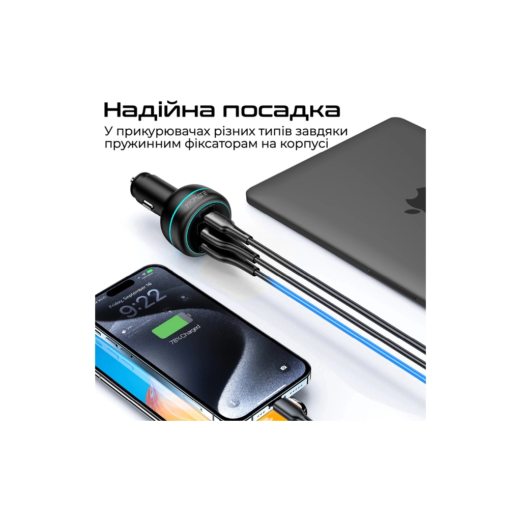 Зарядний пристрій Promate 2xUSB-C PD + USB-A QC3.0 (powerdrive-230) - зображення 8