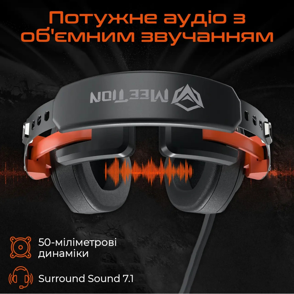 Навушники Meetion HP099 Black/Orange (MT-HP099-A) - зображення 3