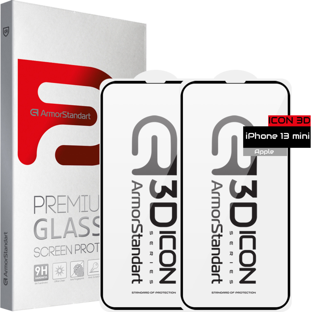 Скло захисне Armorstandart Icon 3D iPhone 13 mini Black 2 шт. (ARM62765) - зображення 1