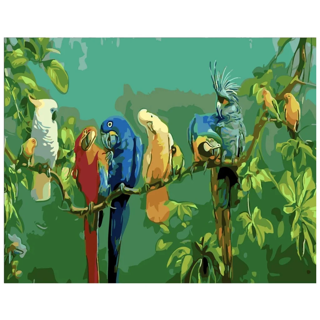 Картина по номерам Strateg Папуги на гілочці 40х50 см (SY6269) - зображення 1