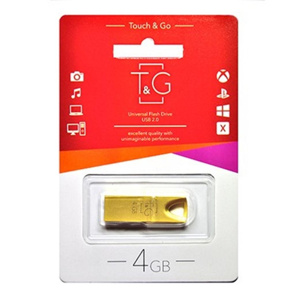 USB флеш накопичувач T&G 4GB 117 Metal Series Gold USB 2.0 (TG117GD-4G) - зображення 2