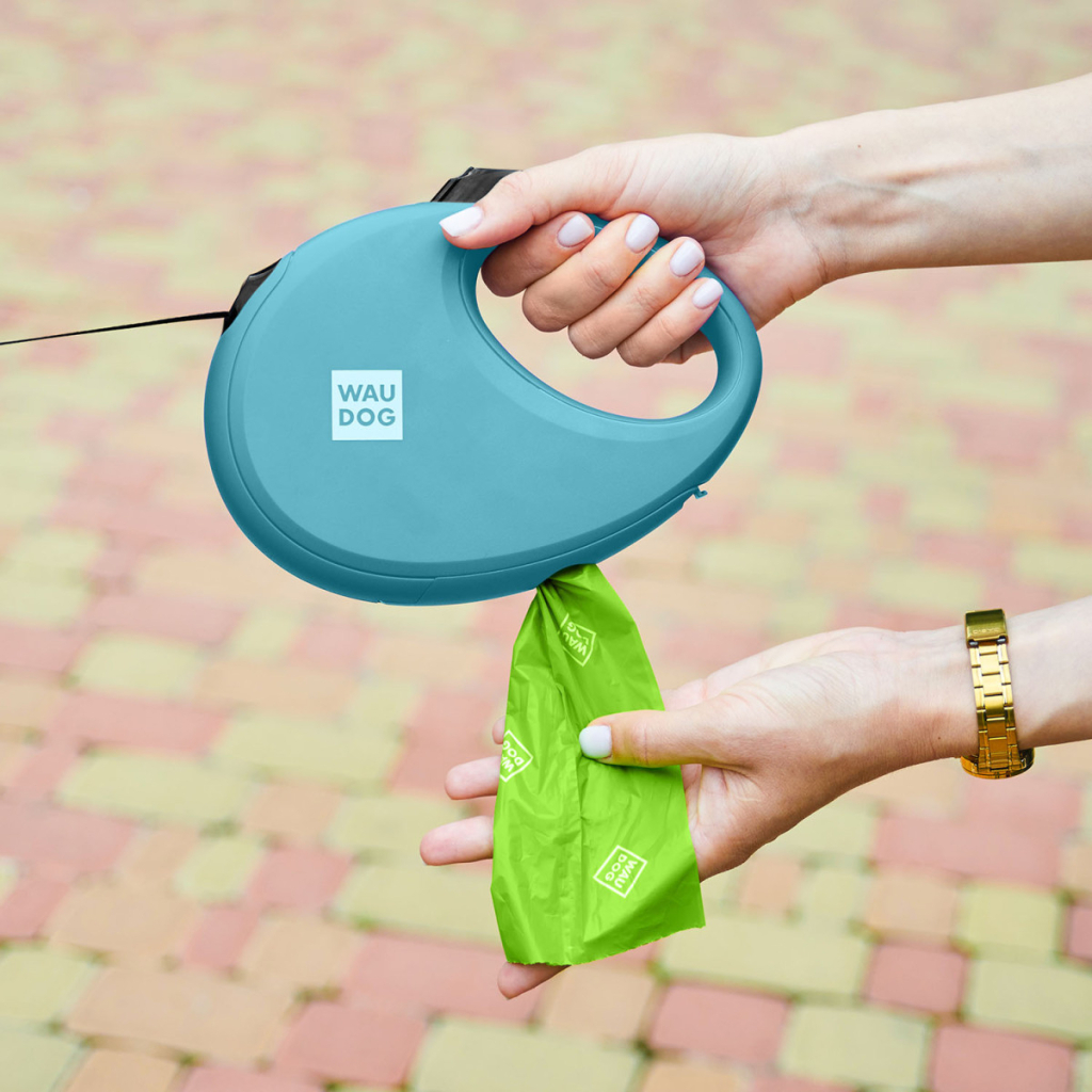 Повідець для собак WAUDOG R-leash з контейнером для пакетів S до 12 кг 3 м блакитний (26272) - зображення 8