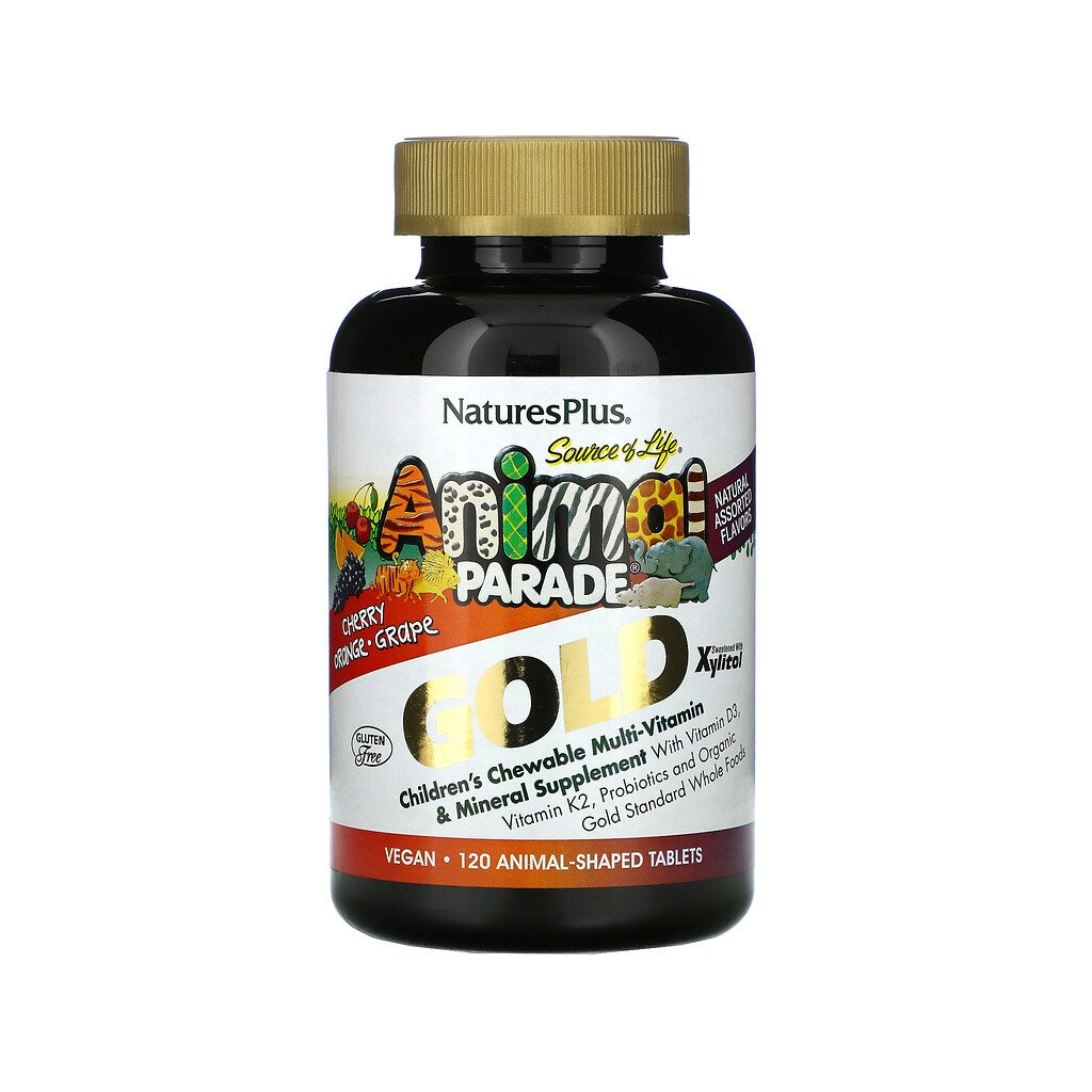 Мультивітамін Natures Plus Мультивітаміни для дітей, смак асорті, Animal Parade Gold, 120 таблеток (NAP-29928) - зображення 1