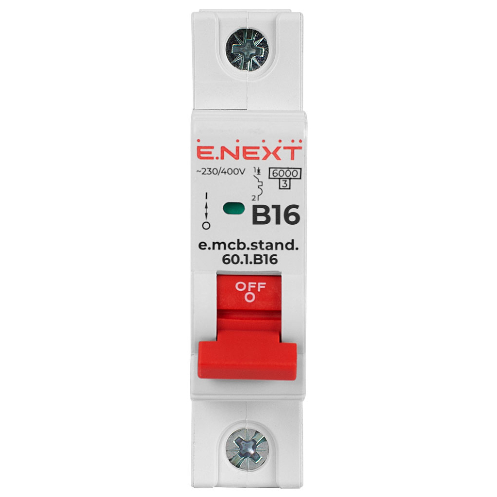 Автоматичний вимикач E.NEXT 1-п e.mcb.stand. 16А B ( 6кА) (s001108) - изображение 2