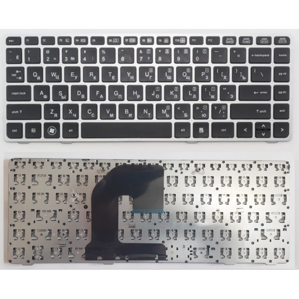 Клавіатура ноутбука HP EliteBook 8460P чорна зі сріблястою рамкою (A46050) - зображення 1