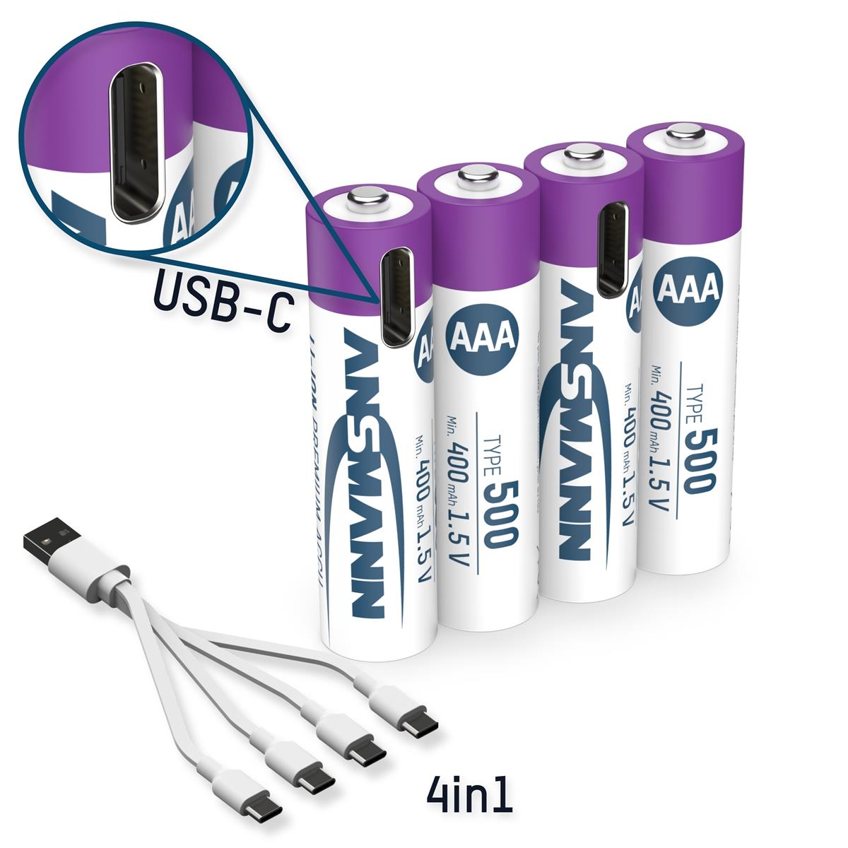 Акумулятори Ansmann AAA/HR03 Li-Ion 500 mAh BL 4 шт - изображение 8