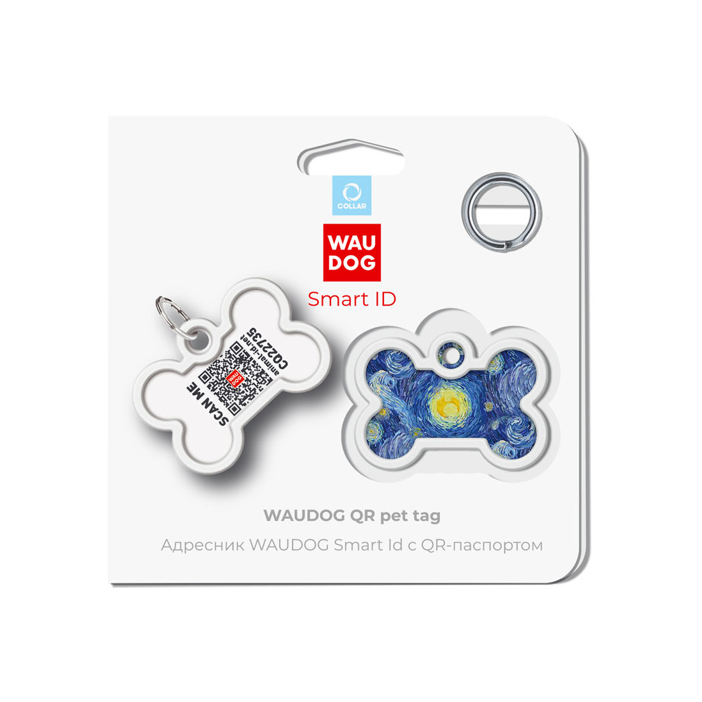 Адресник для тварин WAUDOG Smart ID з QR паспортом "Водяні лілії", кістка 40х28 мм (0640-0201) - изображение 5