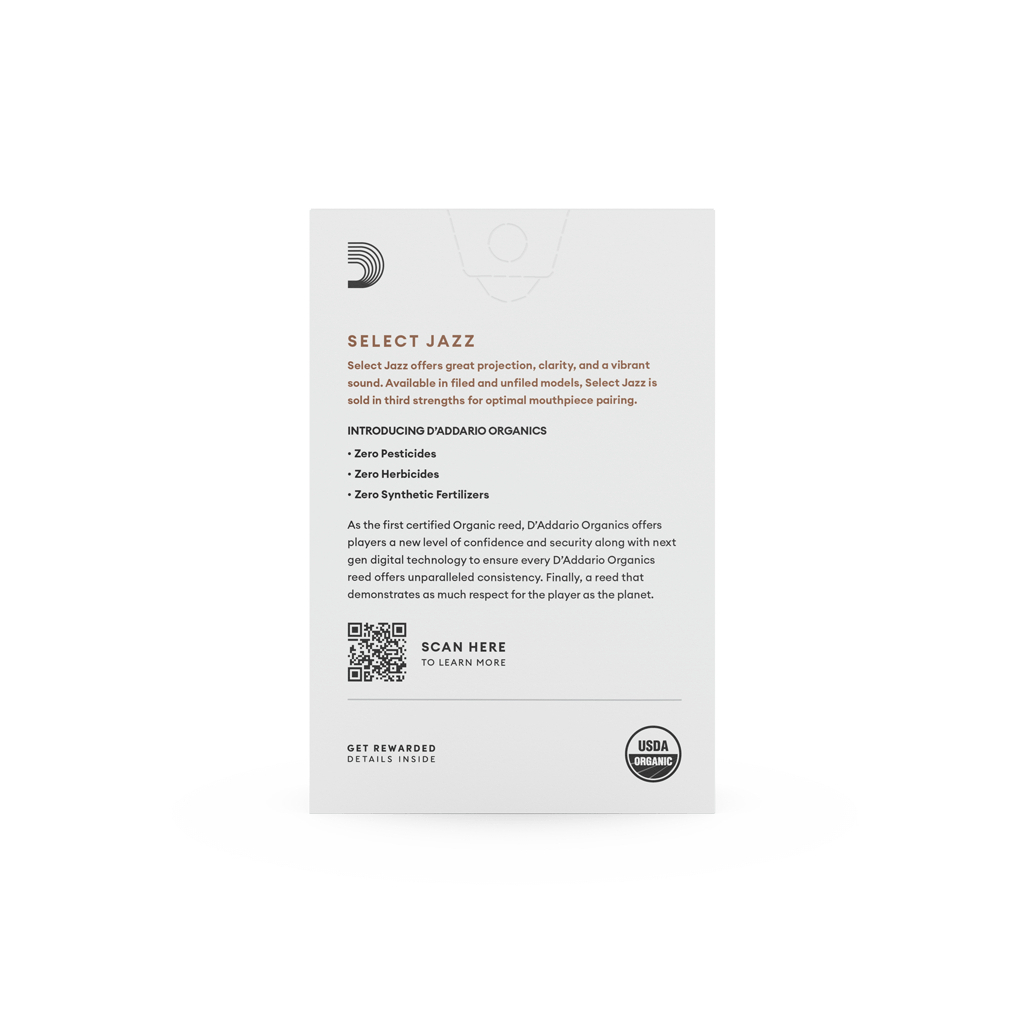 Тростина для саксофона D'Addario Organic Select Jazz - Alto Sax Unfiled 3M - 10 Pack (ORRS10ASX3M) - изображение 4