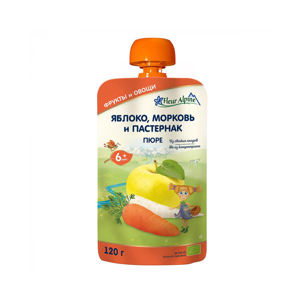 Дитяче пюре Fleur Alpine Яблуко Морква Пастернак 120 г (5024688001079) - зображення 1