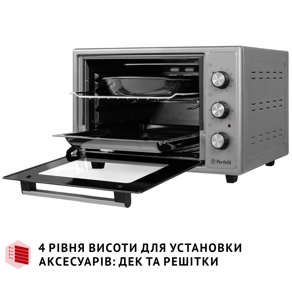 Електропіч Perfelli MIRAGE 37 GREY - зображення 6