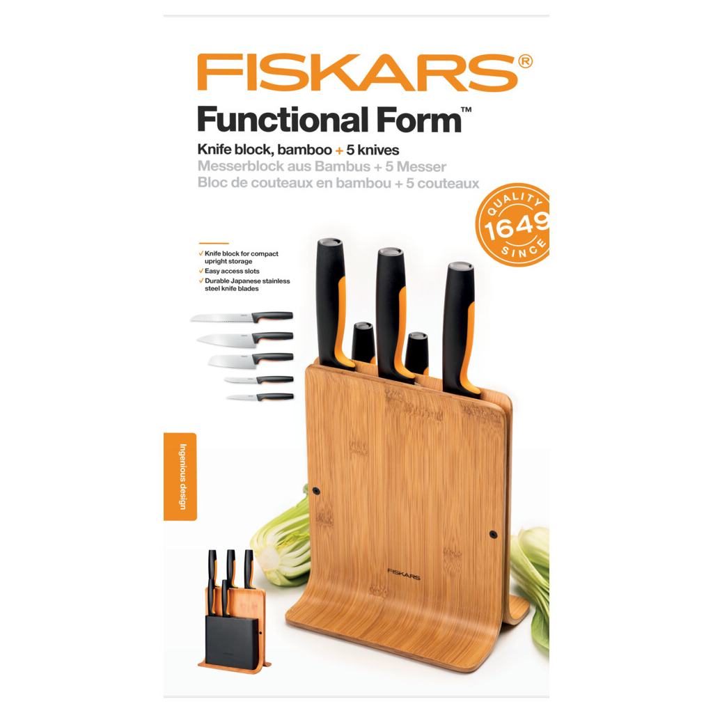 Набір ножів Fiskars Functional Form Bamboo 5 шт (1057552) - зображення 3