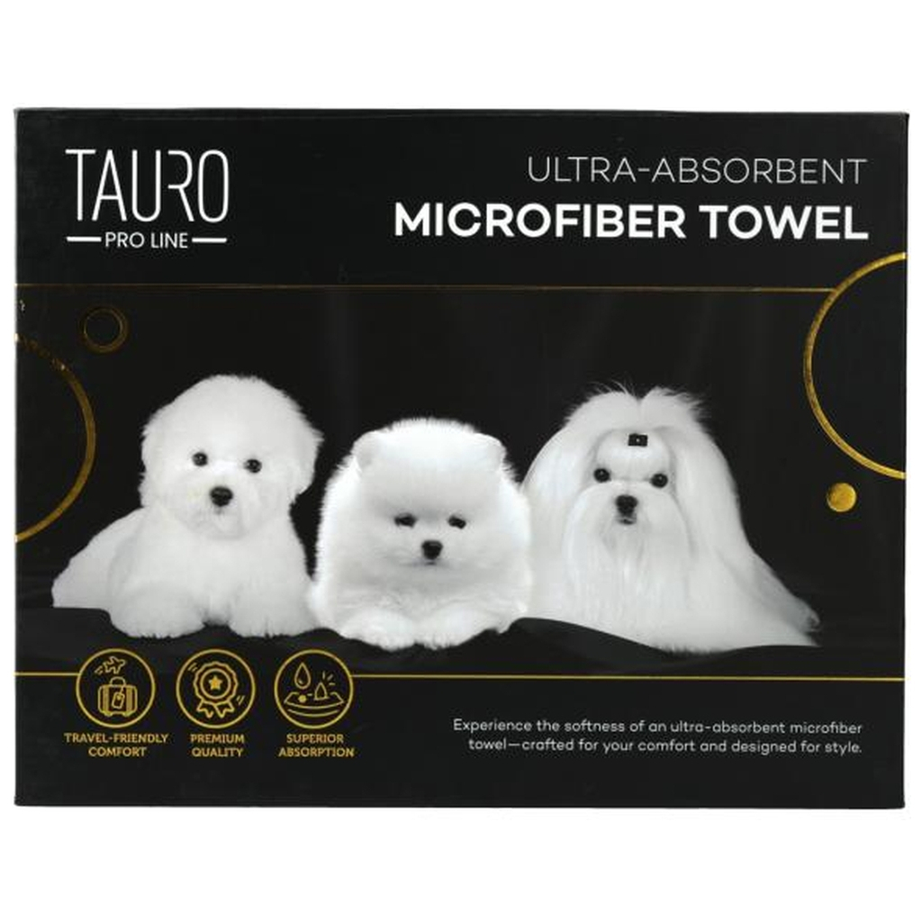 Рушник для тварин Tauro Pro Line з мікрофібри високопоглинаючий з померанським шпіцом, мальтійською болонкою та бішоном фрізе 80 (TPLRAN70317) - изображение 3