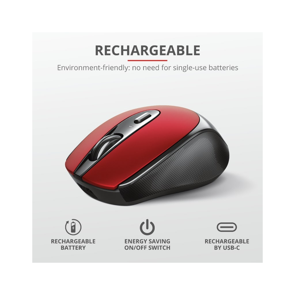 Мишка Trust Zaya Rechargeable Wireless Red (24019) - изображение 9