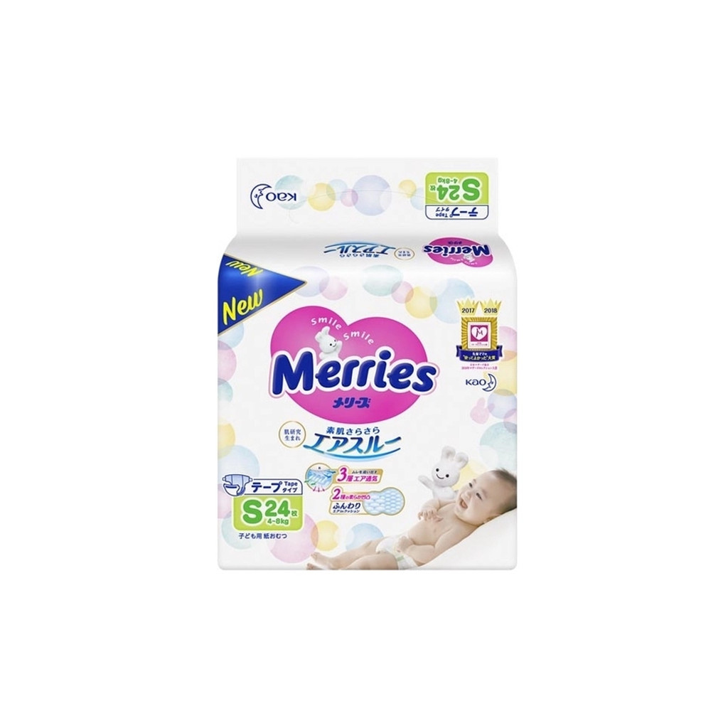 Підгузки Merries для дітей S 4-8 кг 24 шт (555016) - зображення 1
