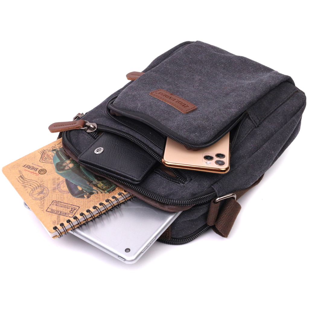 Сумка Vintage Для чоловіків з текстилю Чорна (22237) - зображення 8