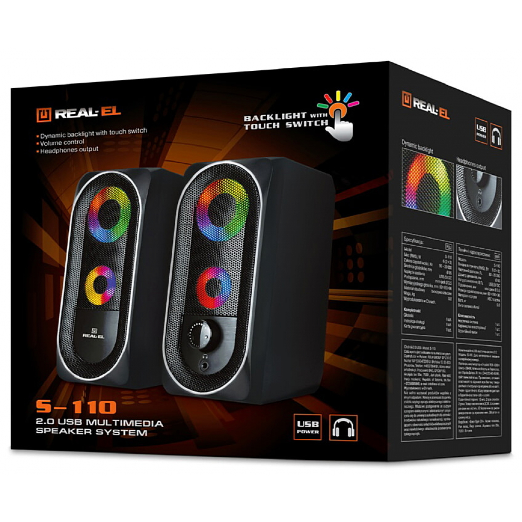Акустична система REAL-EL S-110 USB Black (EL121100009) - зображення 8