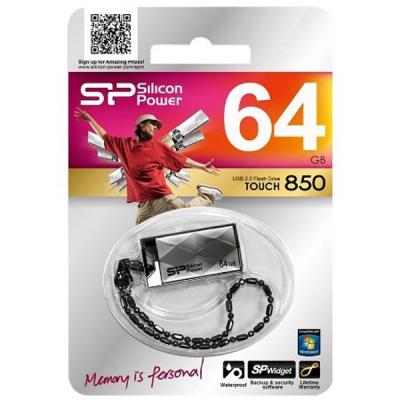 USB флеш накопичувач Silicon Power 64GB Touch 850 Titanium USB 2.0 (SP064GBUF2850V1T) - зображення 5