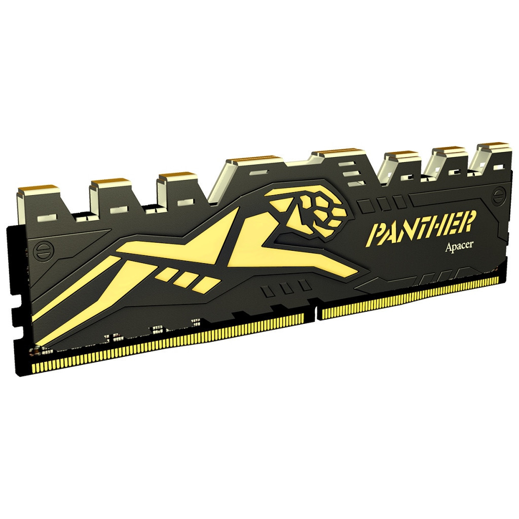 Модуль пам'яті для комп'ютера DDR4 16GB (2x8GB) 3200 MHz Panther Black/Gold Apacer (AH4U16G32C28Y7GAA-2) - зображення 2