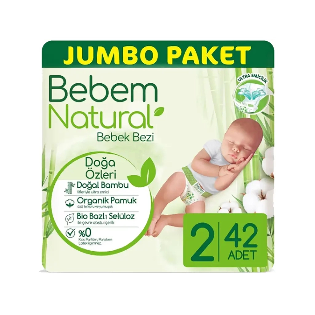 Підгузки Bebem Natural 2 mini 3-6 кг 42 шт (8690536806003) - зображення 2