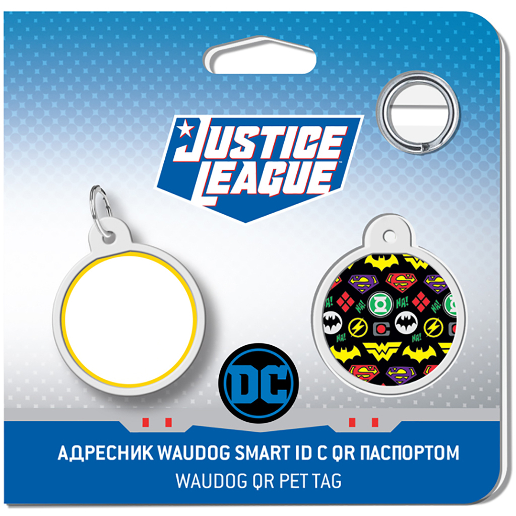 Адресник для тварин WAUDOG Smart ID з QR паспортом "Супергерої логоманія", круг 25 мм (0625-1014ru-eng) - зображення 4