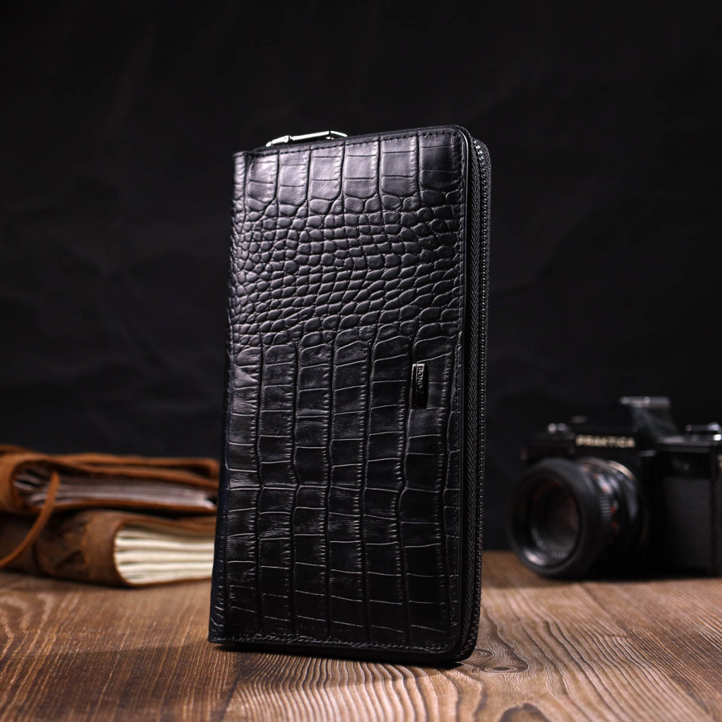 Гаманець Bond Accessories З одним відділенням з натуральної шкіри Чорна (22030) - зображення 7