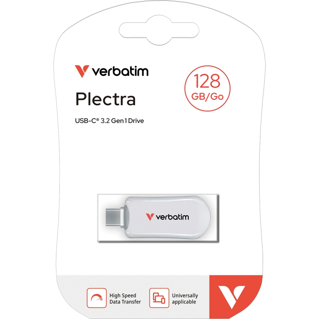 USB флеш накопичувач Verbatim 128GB Plectra White USB-C (30229) - зображення 2