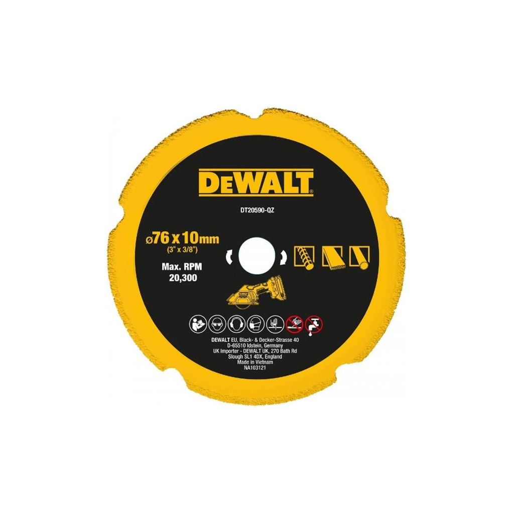 Диск пильний DeWALT універсальний 76 х 9,5 мм, 5z, FTG, 20 градусів (DT20590) - зображення 1
