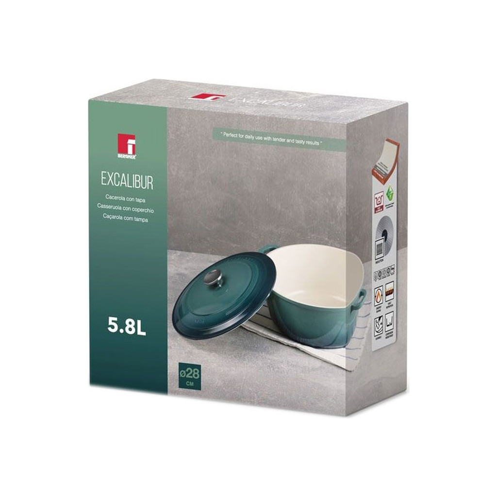 Каструля Bergner Excalibur з кришкою Зелена 5.8 л (BG-36102-GR) - зображення 7
