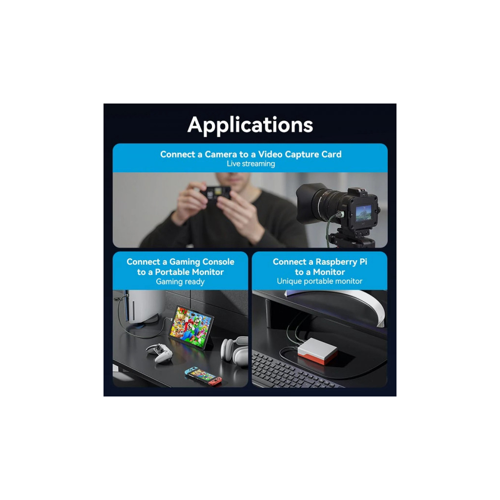 Кабель мультимедійний HDMI M to HDMI micro M 1.0m V2.0 8K 60Hz green VENTION (AGKGF) - picture 8