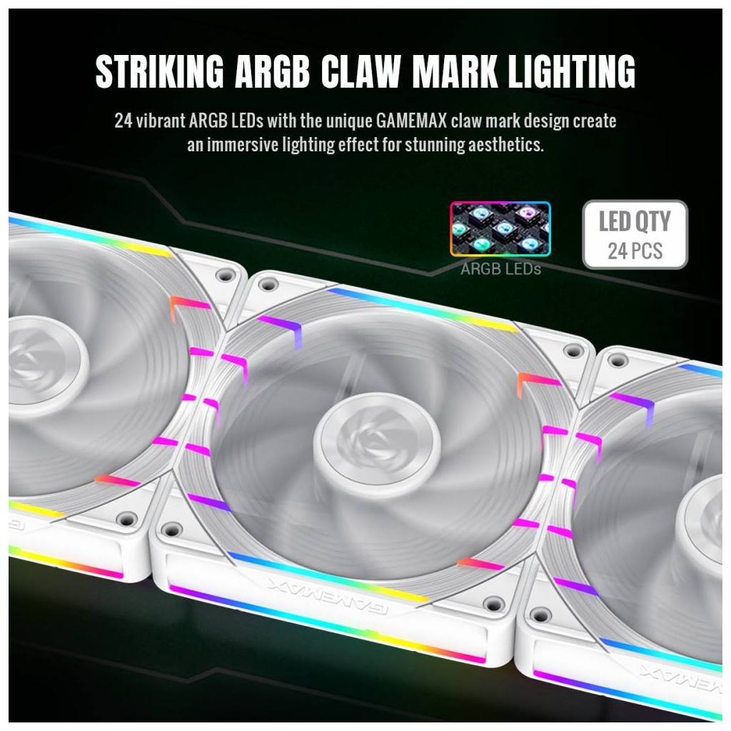 Кулер до корпусу Gamemax Tornado T12 ARGB-W - зображення 6