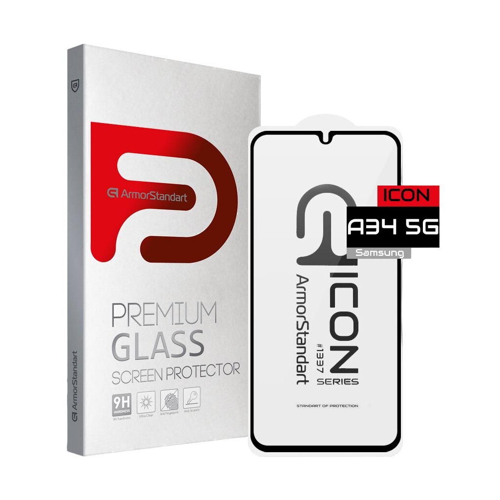 Скло захисне Armorstandart Icon Samsung A34 5G (A346) Black (ARM66211) - зображення 1