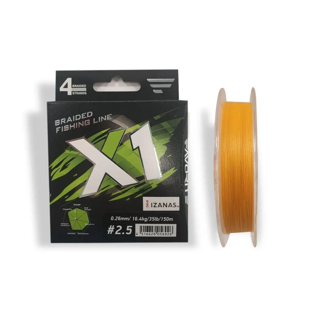 Шнур Favorite X1 PE 4x 150m 2.5/0.260mm 35lb/16.4kg Orange (1693.11.24) - зображення 1