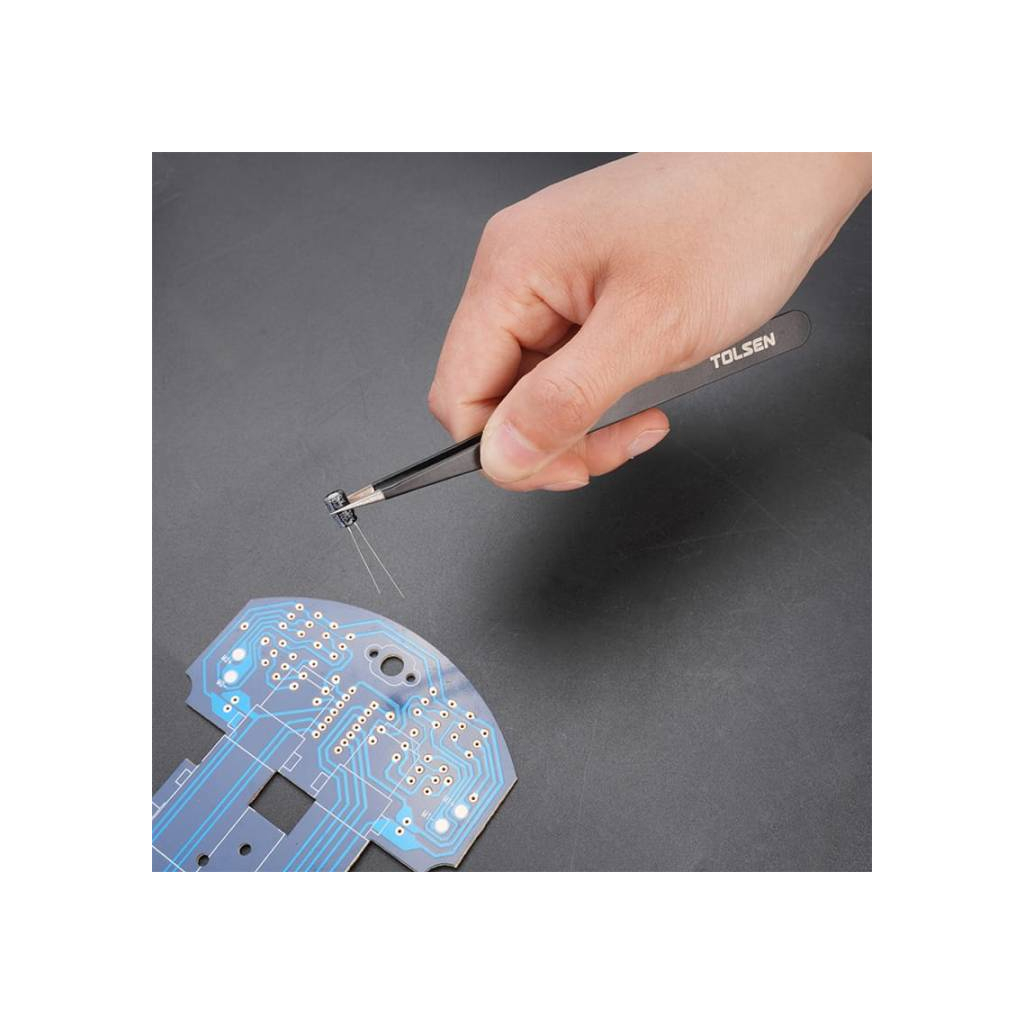 Пінцет Tolsen 3 шт нержавійка антистатичне покриття (38085) - picture 2