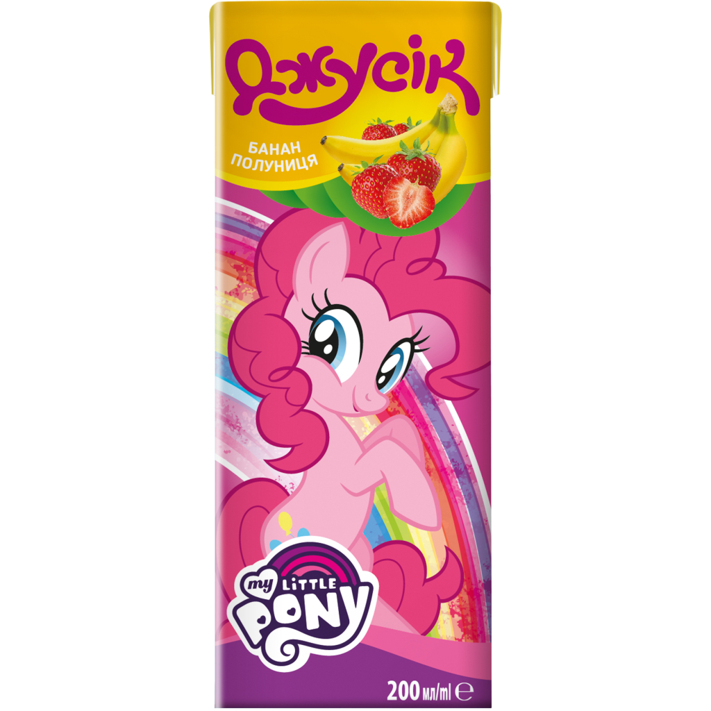 Сік дитячий Джусік Поні-Трансформери Бананово-полуничний нектар 200 мл (4820016252653) - изображение 1