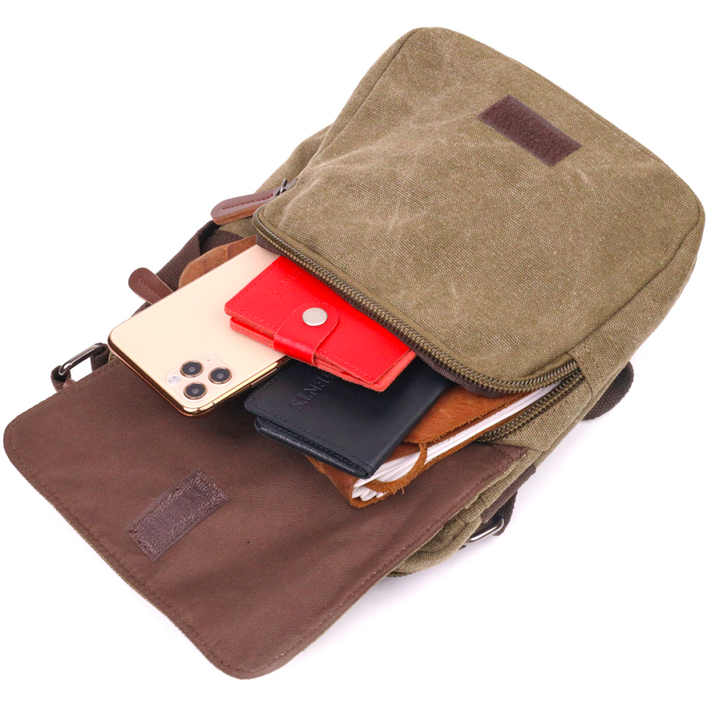 Сумка Vintage Тканинна з щільного текстилю Оливкова (21227) - зображення 6