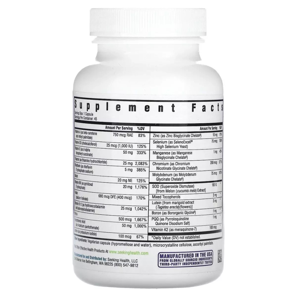 Мультивітамін Seeking Health Мультивітаміни без метилу, Multivitamin One MF, 45 вегетаріанськ (SKH-52092) - зображення 2