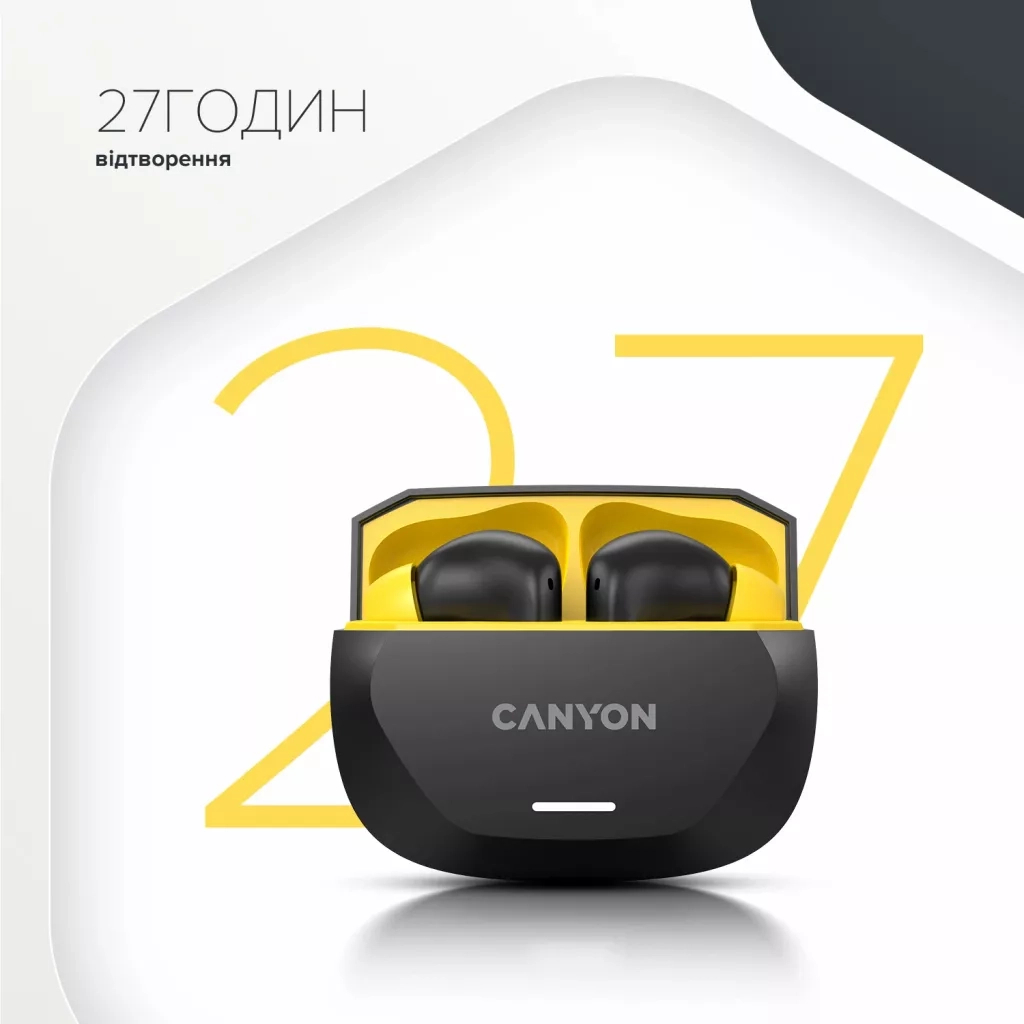 Навушники Canyon Hexagon 7 TWS ANC+ENC Wireless Charge Black/Yellow (CNS-TWS7BY) - зображення 7