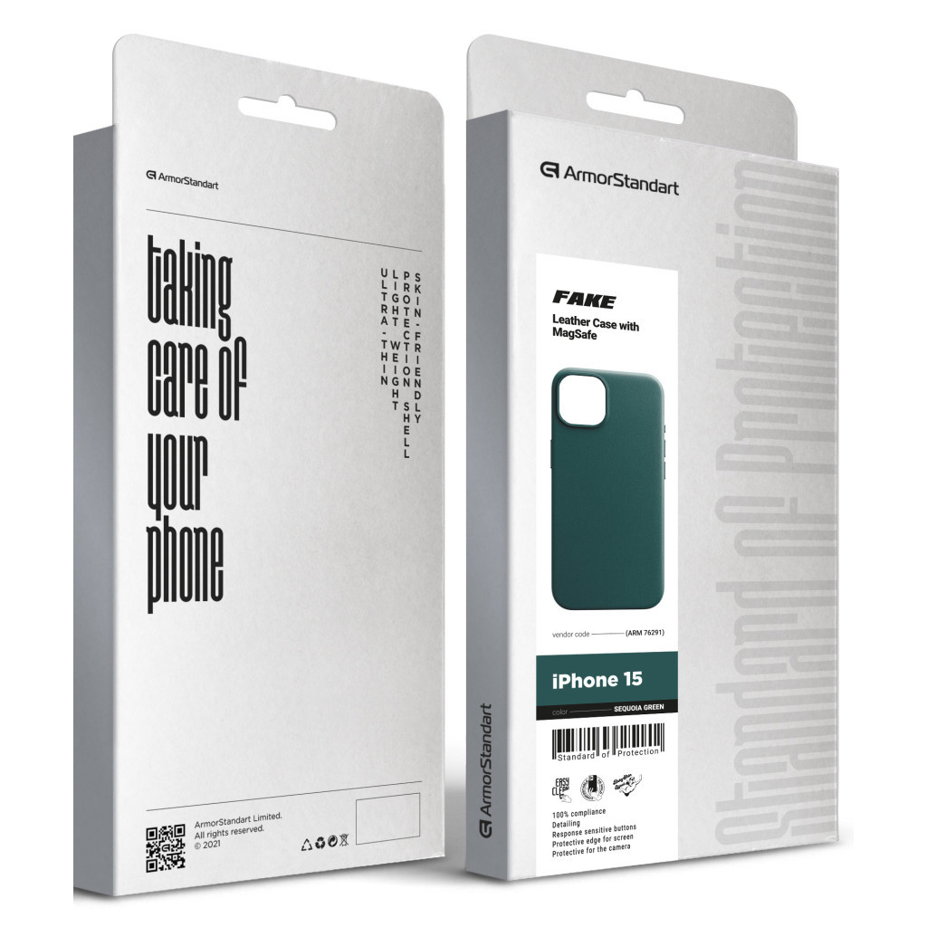 Чохол до мобільного телефона Armorstandart FAKE Leather Case Apple iPhone 15 Sequoia Green (ARM76291) - зображення 5