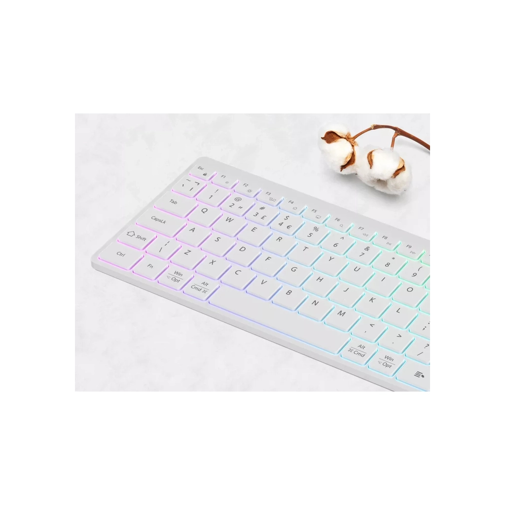 Клавіатура Canyon HKB-W11 Slim Dual Mode Wireless/Bluetooth RGB UA White (CNS-HBTK11W) - зображення 5