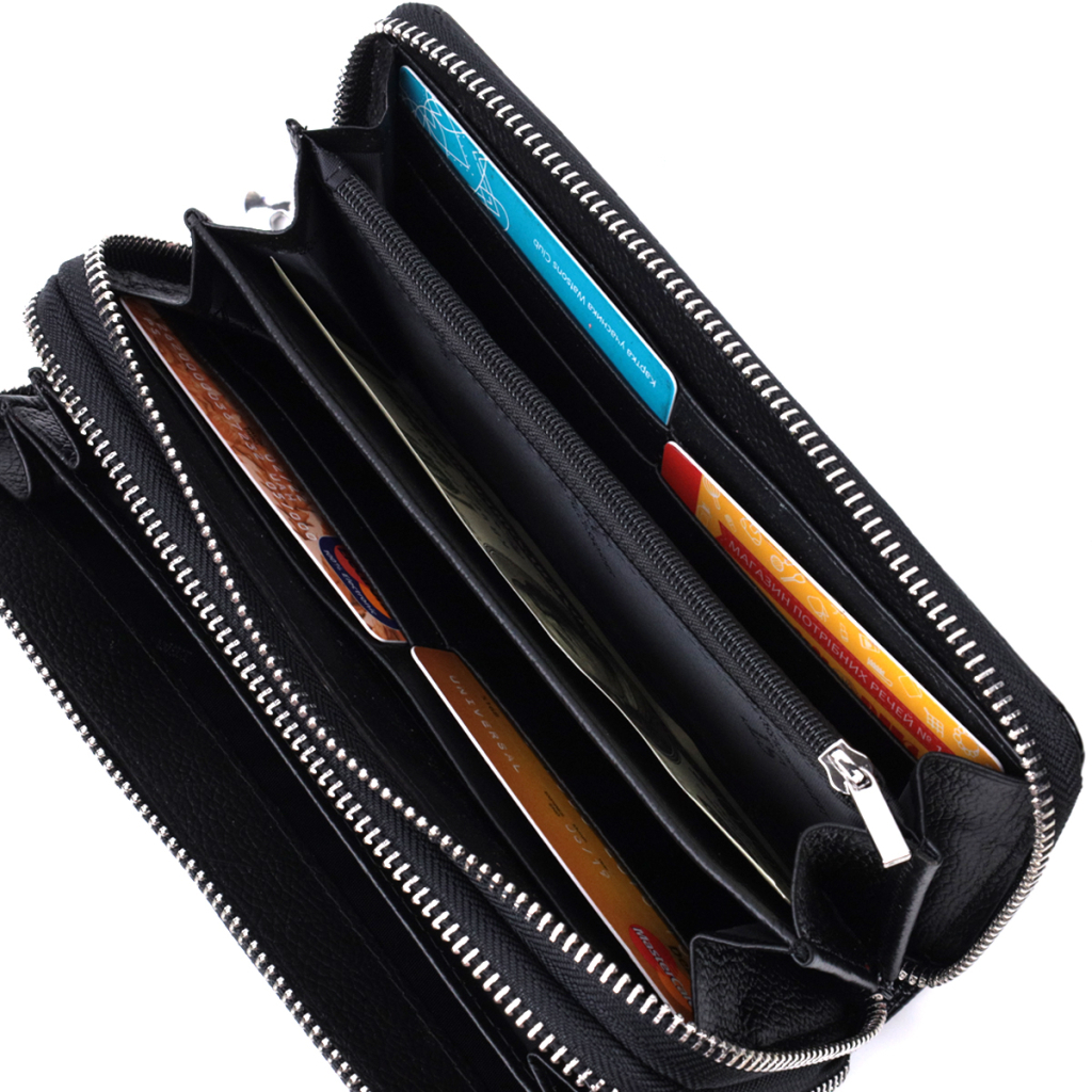 Гаманець ST Leather З лакованої натуральної шкіри Чорний (22693) - зображення 9