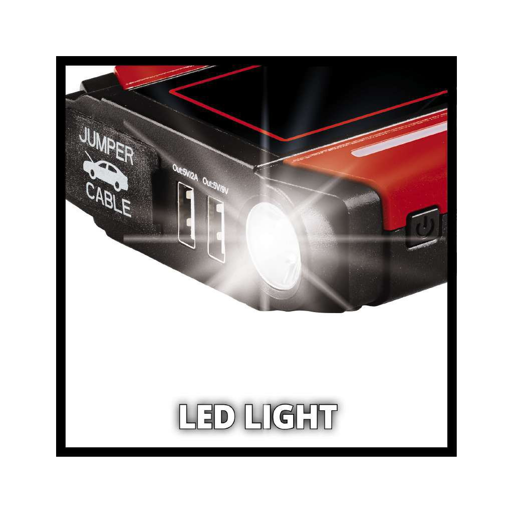 Пуско зарядний пристрій Einhell CE-JS 18 Jump Starter Power Bank, 18000мАг, 2хUSB 5В, 12В, пуск 600A (1091531) - зображення 6