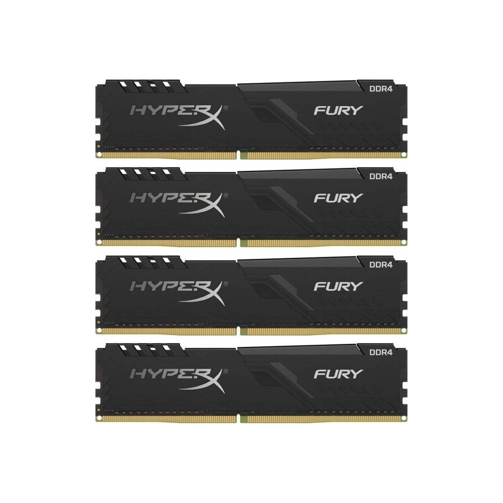 Модуль пам'яті для комп'ютера DDR4 128GB (4x32GB) 3200 MHz HyperX Fury Black Kingston Fury (ex.HyperX) (HX432C16FB3K4/128) - зображення 1