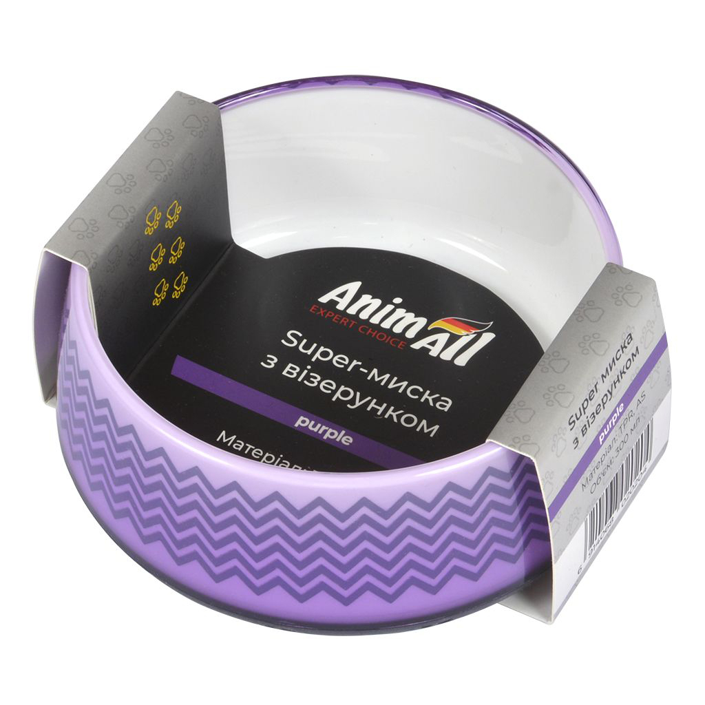 Посуд для собак AnimAll Миска з візерунком 300 мл фіолетова (6914068020204) - зображення 2