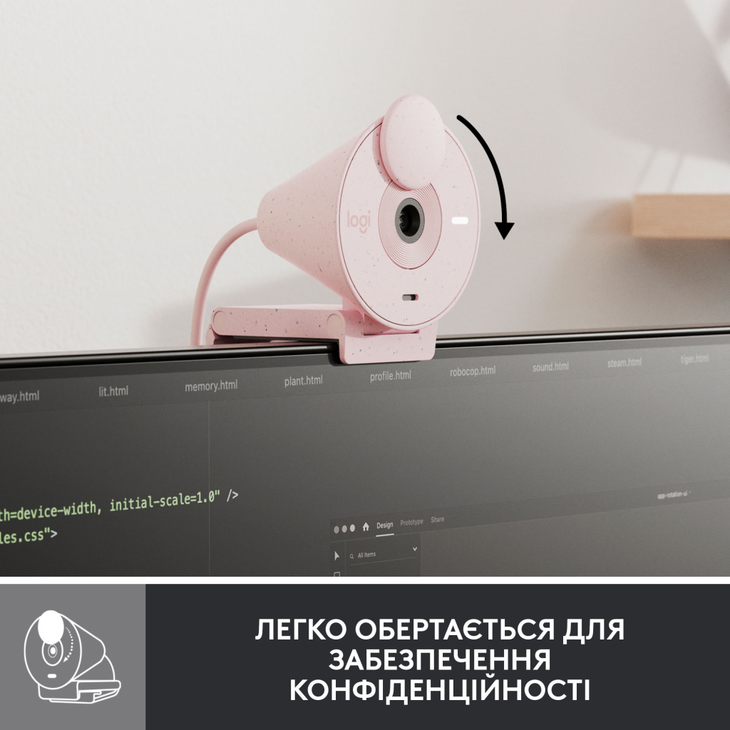 Веб-камера Logitech Brio 300 FHD Rose (960-001448) - зображення 5