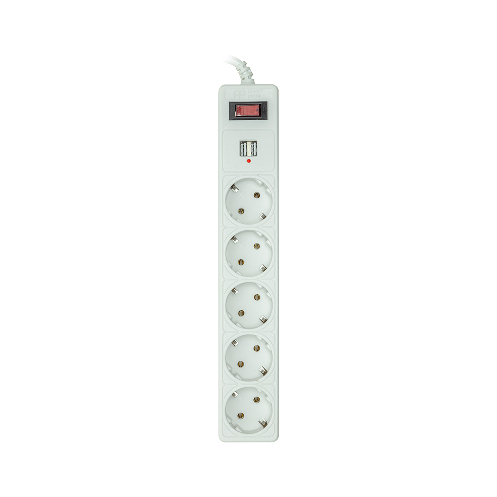 Мережевий фільтр живлення PowerPlant 5м, 5 розеток, USB 2.1A (JY-1056U/5) (PPSA10M50S5U) - зображення 2