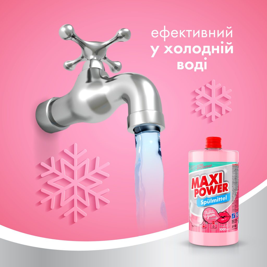 Засіб для ручного миття посуду Maxi Power Бабл Гам запаска 1000 мл (4823098411970) - зображення 4