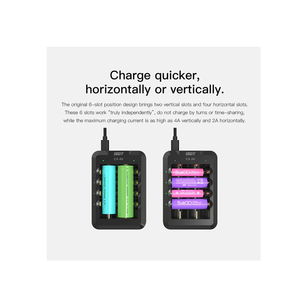 Зарядний пристрій для акумуляторів iSDT C4 Air Quick Battery Charger (iSDT-C4) - изображение 6