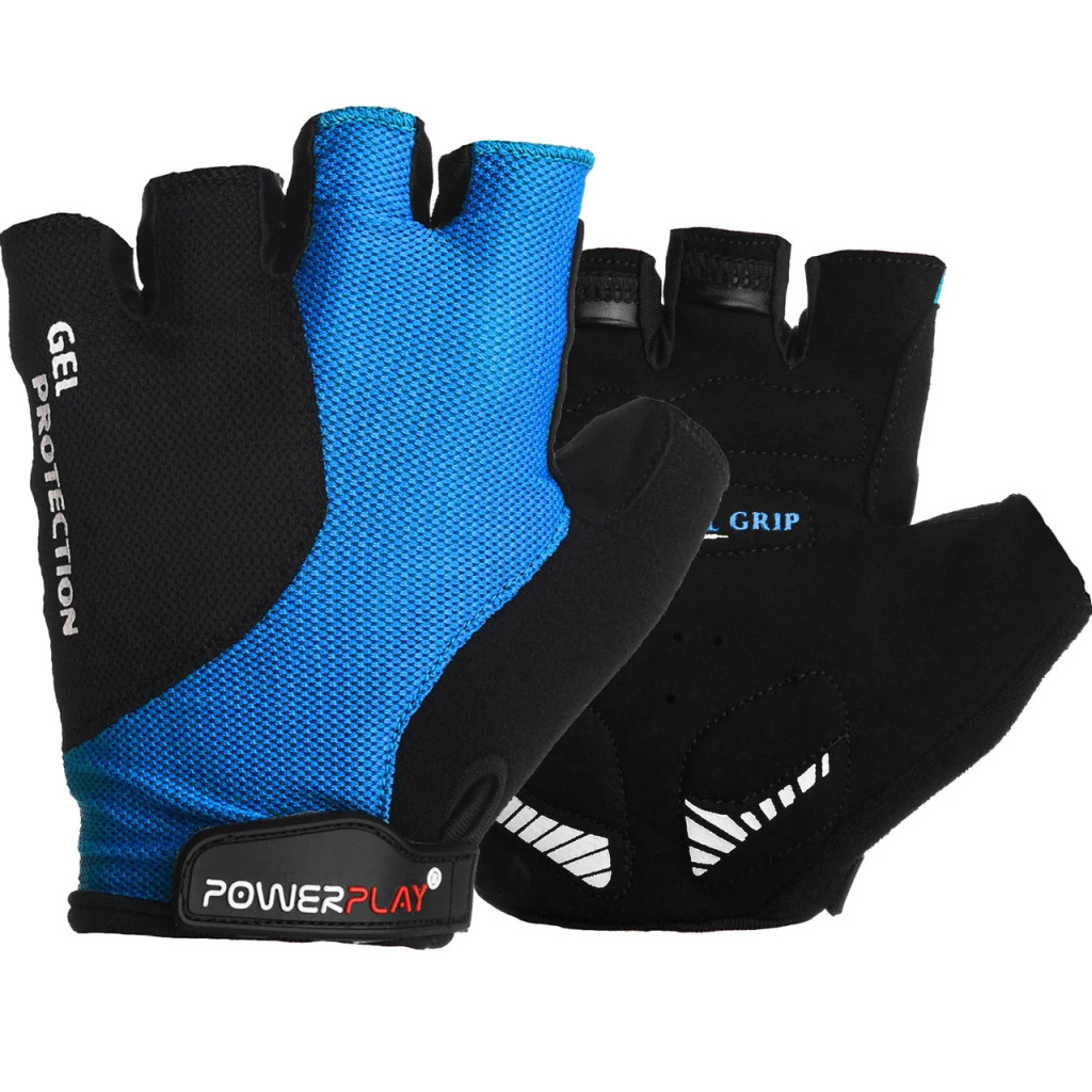 Велорукавиці PowerPlay 5028 Black/Blue S (5028D_S_Blue) - зображення 1